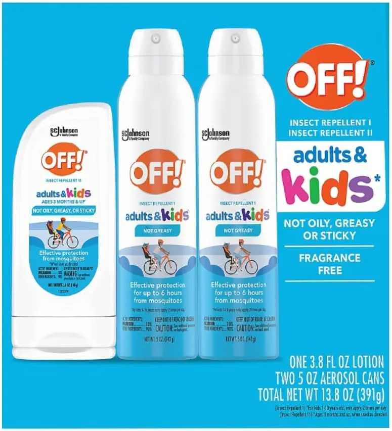 OFF Adults & Kids 3PACK (2 5.0 OZ and 1 3.8 OZ Lotion) NOT Oily O,Greasy OR Sticky Fragrance