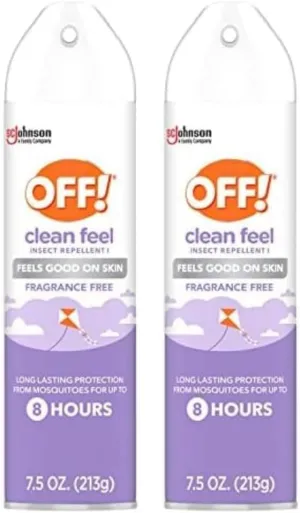 OFF! Clean Feel Insect Repellent Aerosol with 20% Picaridin, Bug Spray with Long Lasting Protection from Mosquitoes, Feels Good on Skin, 7 oz (Pack of 2)