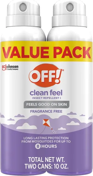 OFF! Clean Feel Picaridin Insect Repellent Aerosol Value Pack, 2 Cans, 10 oz Total