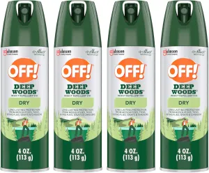 OFF! Deep Woods Insect Repellent Aerosol, Dry, Non-Greasy Formula, Bug Spray with Long Lasting Protection from Mosquitoes, 4 Oz, 4 Count