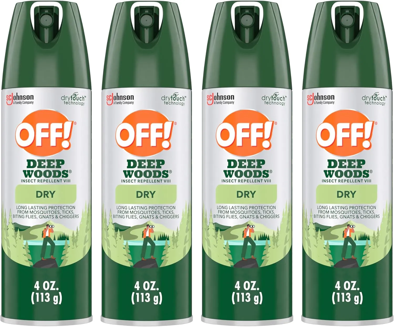 OFF! Deep Woods Insect Repellent Aerosol, Dry, Non-Greasy Formula, Bug Spray with Long Lasting Protection from Mosquitoes, 4 Oz, 4 Count