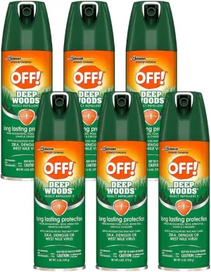 OFF! Deep Woods Insect Repellent V Ticks Aerosol 6 oz, Pack of 6
