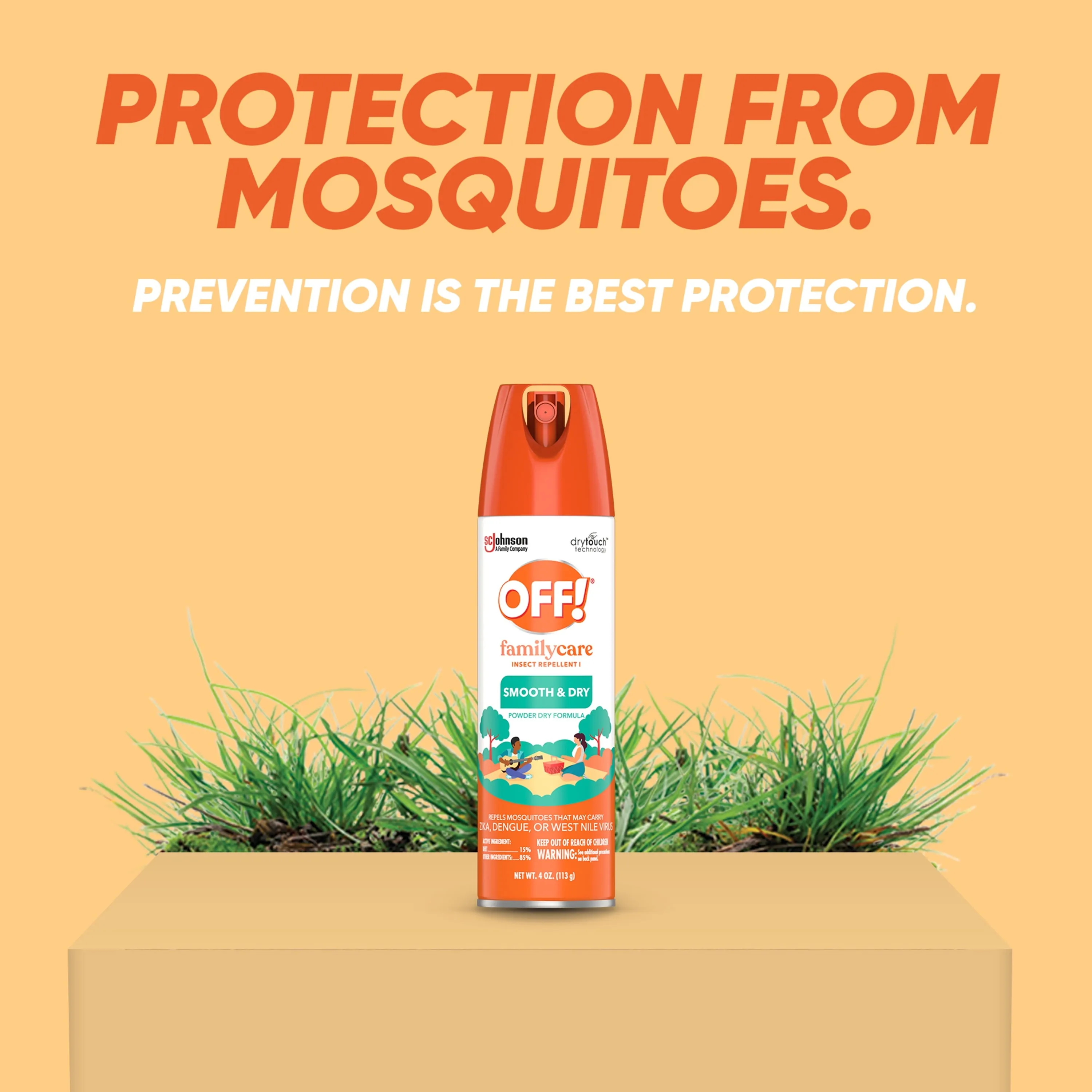 OFF! FamilyCare Insect Repellent I, Smooth & Dry Bug Repellent, 15% DEET Formula, 4 oz