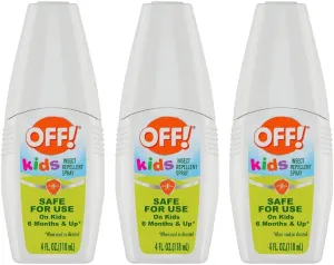 OFF! Kids Insect Repellent Spray, 100% Plant Based Oils, Safe for Use On Babies, Toddlers and Kids, 4 oz (Pack of 3)