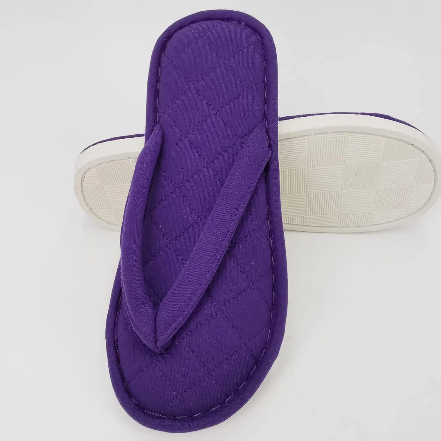 ofoot Women's Cozy Cotton House Slippers Thong Flip Flops Memory Foam Insole Open Toe Indoor Slip On Shoes