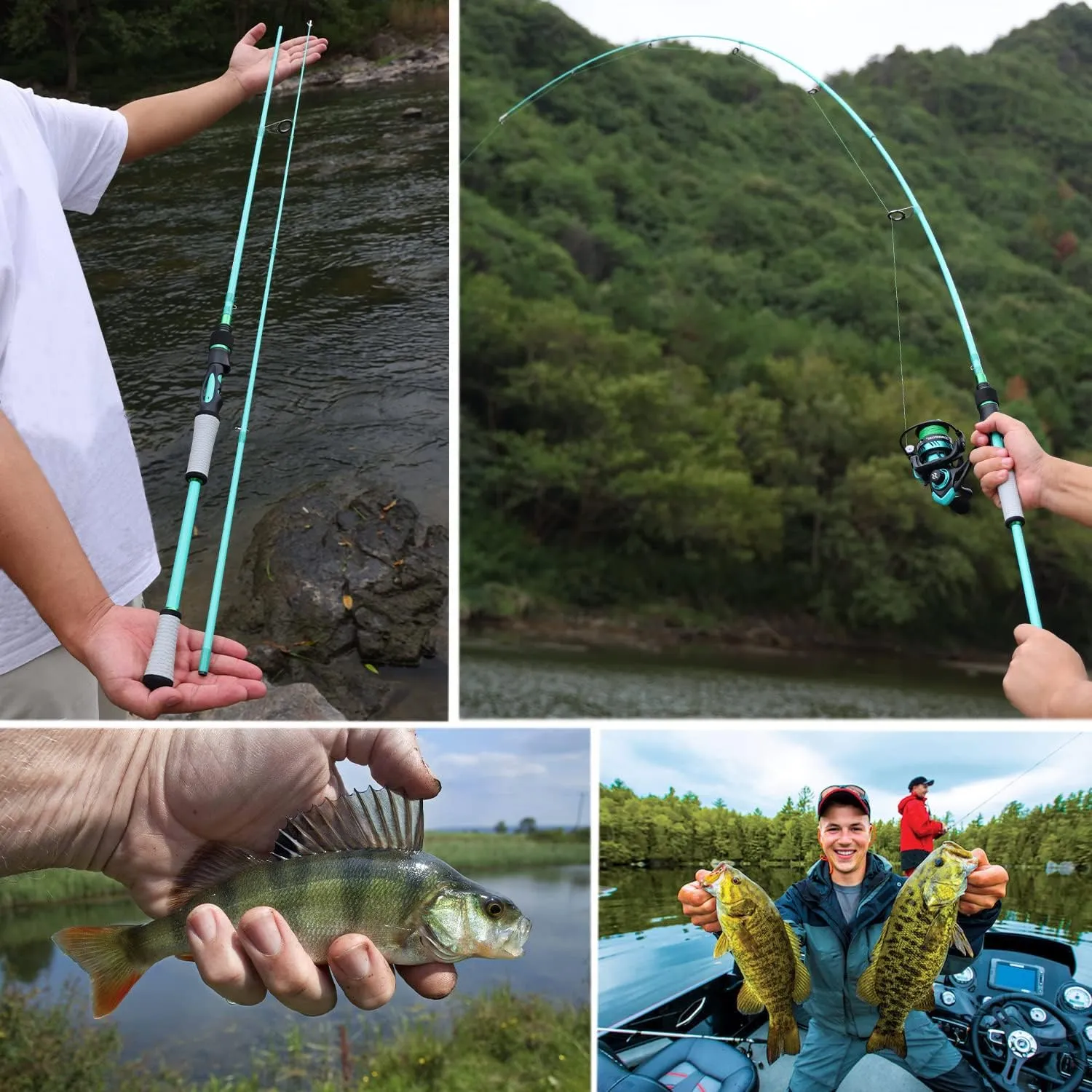 One Bass Fishing Rod, Spinning & Casting Fishing Pole with 30 Ton Carbon Fiber