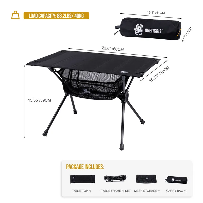 OneTigris Worktop Portable Camping Table - Black