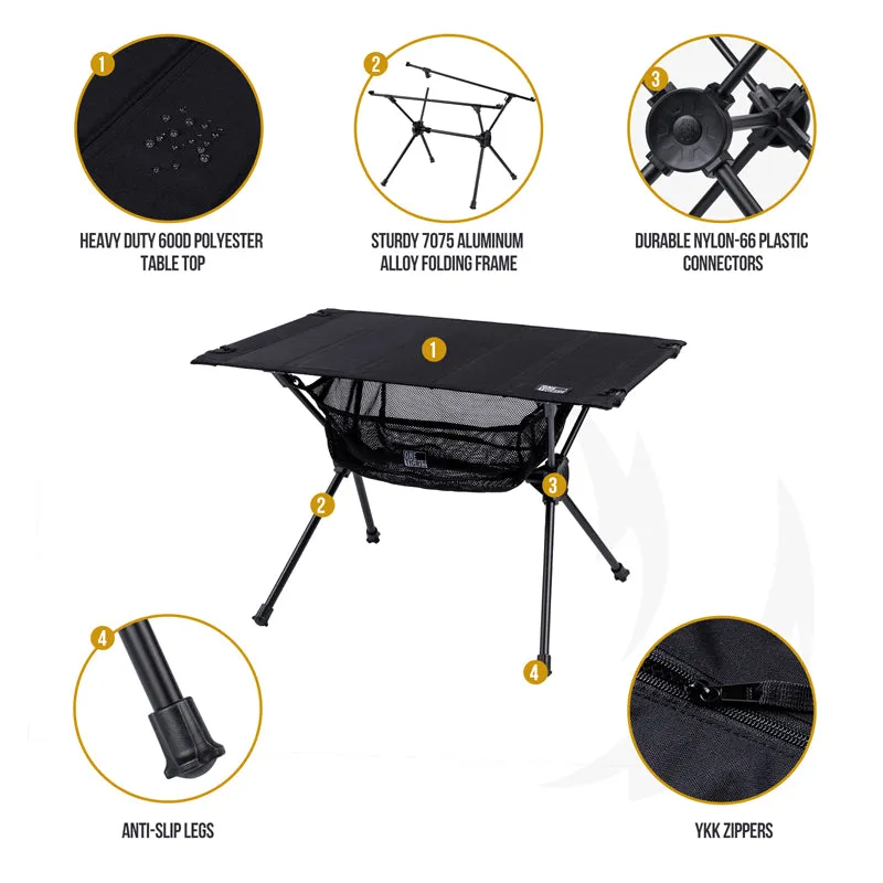 OneTigris Worktop Portable Camping Table - Black