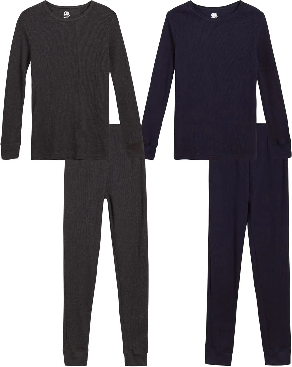 ONLY BOYS’ Thermal Underwear Set – 4 Piece Waffle Knit Top and Long Johns (2T-16)