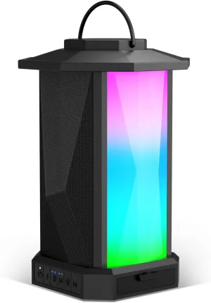 Ortizan Outdoor Speaker, Bluetooth Speaker with Lights, 50W Stereo Sound, IPX5 Waterproof, 24H Playtime, Sync up to 100 Wireless Speakers, Portable for Outdoors/Patio/Porch, Tech Gadgets, Gift for Men