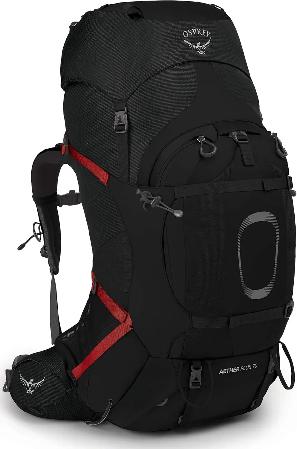 Osprey Aether Plus 70L Men's Backpacking Backpack, Black, L/XL