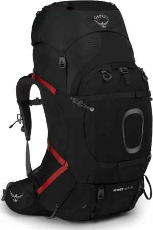 Osprey Aether Plus 70L Men's Backpacking Backpack, Black, L/XL