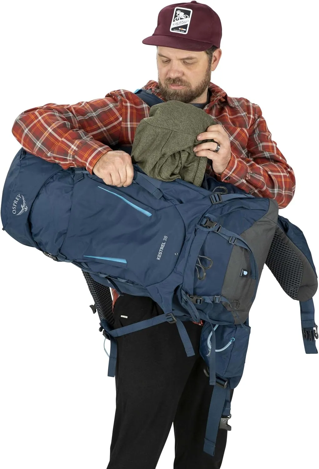 Osprey Kestrel 38L Men's Backpacking Backpack, Black, L/XL