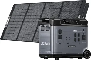 OUKITEL P5000 Solar Generator with 2x400W Solar Panel, 5120Wh LiFePO4 Power Station, 5x2200W AC Outlets (4000W Surge), UPS Battery Backup, 1000W MPPT Solar Input, for Emergency, Power Outage, Home