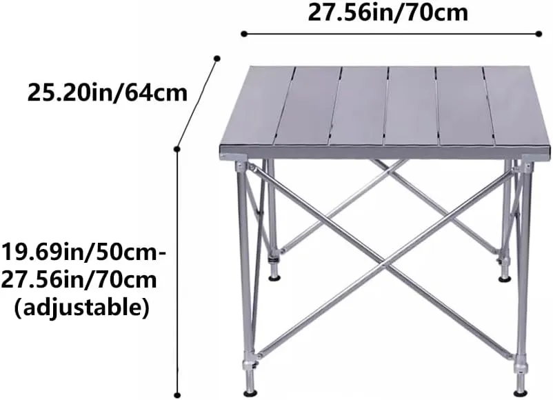 Outdoor Aluminum Adjustable Lift Table Lightweight and Durable Picnic Table Camping Folding Table Beach Table Patio Table Suitable for Outdoor Camping Picnic BBQ