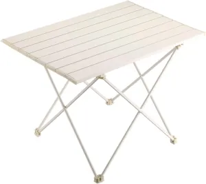 Outdoor aluminum alloy folding table aluminum portable roller shutter table with large capacity storage bag outdoor mini folding table with frosted technology suitable for camping exploring etc. ( Col
