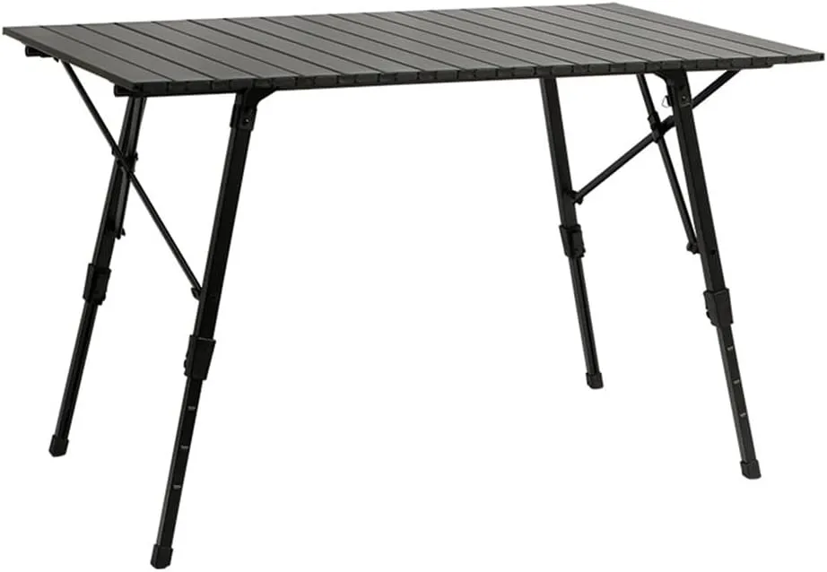 Outdoor and Indoor Adjustable Side Table Aluminum Foldable Table Roll Up Camping Table Portable Camp Table for Travel Garden Barbecue