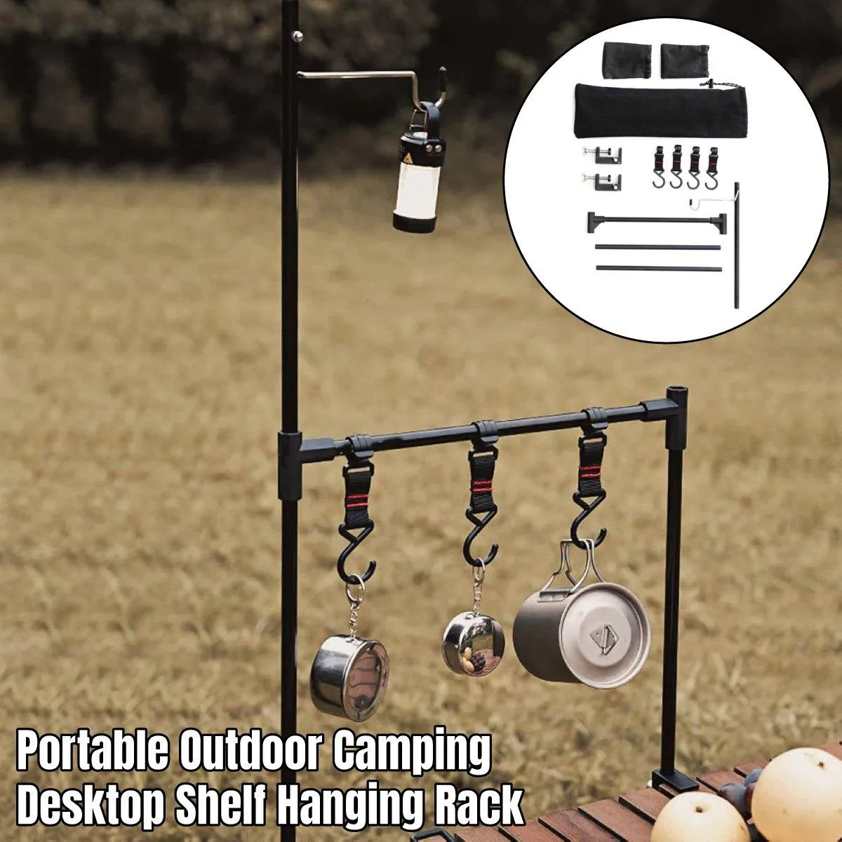 Outdoor Camping Hanging Rack Desktop Shelf Table Side Storage Camping Organizer