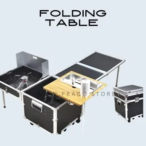 Outdoor Camping Kitchen Station Portable Folding Table set