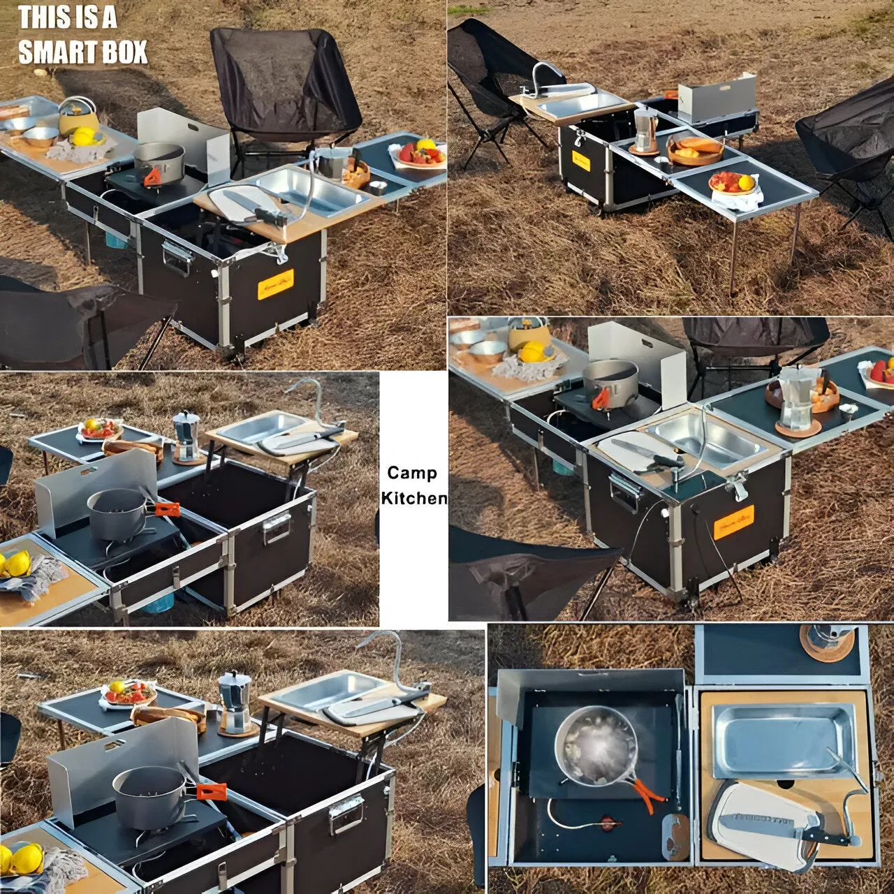Outdoor Camping Kitchen Station Portable Folding Table set