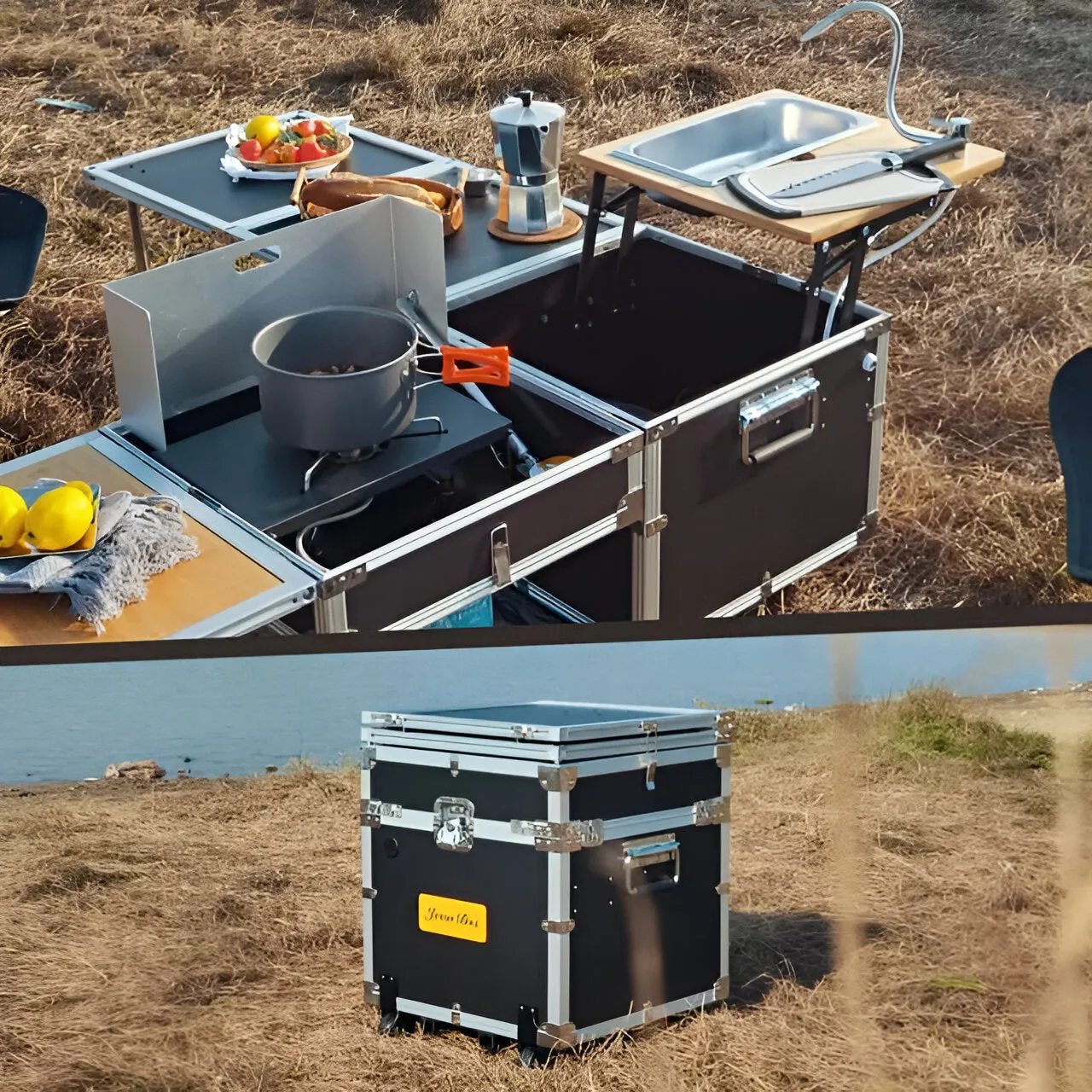 Outdoor Camping Kitchen Station Portable Folding Table set