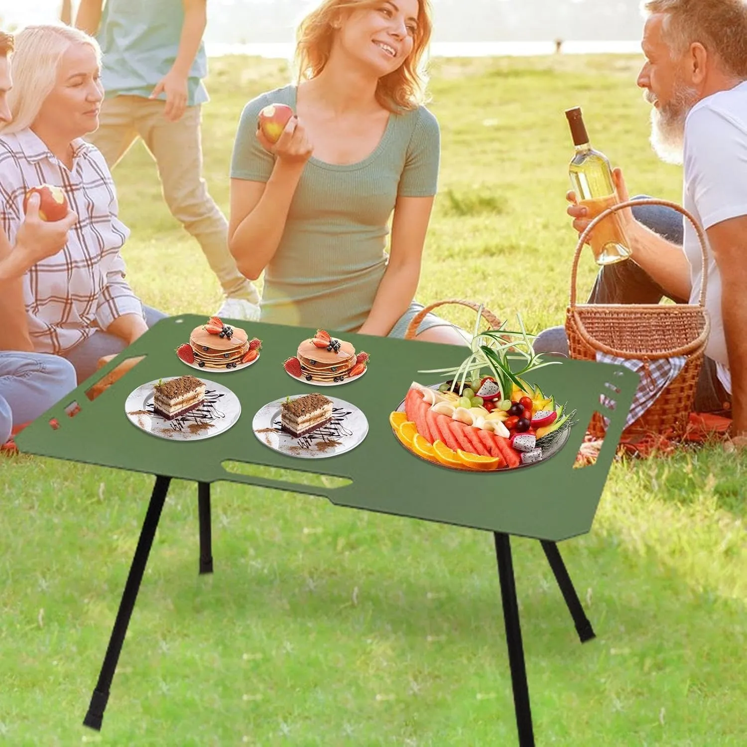 Outdoor Camping Table - Aluminum Alloy Lightweight Picnic Table,Camping Accessories, Adjustable Length, Camping Side Table for BBQ, Travel, Hiking, Tailgating