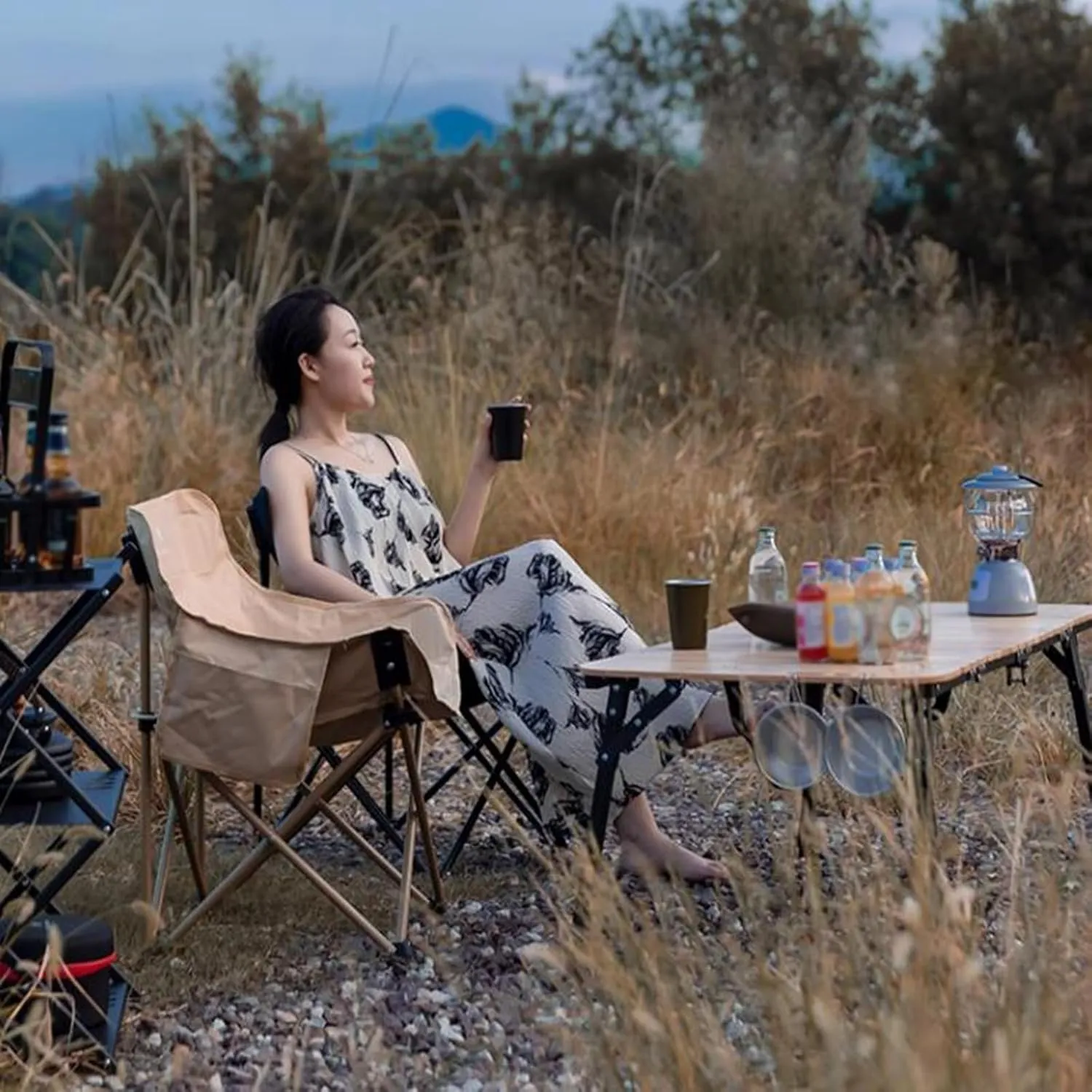 Outdoor Camping Table Folding Picnic Table Roll Up Noodles Camping Tables Stable Aluminum Table Frame for Outdoor & Indoor