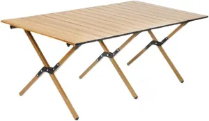 Outdoor Camping Table Folding Wood Grain Carbon Steel Egg Roll Portable Bea Table air Tourist Plate Table Camping,12 L