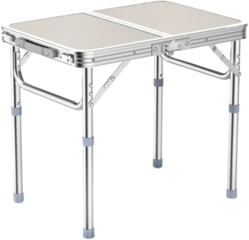 Outdoor Camping Table Small Folding Table Portable Camping Table with Mesh Holders Lightweight Aluminum Adjustable Height Camping Furniture