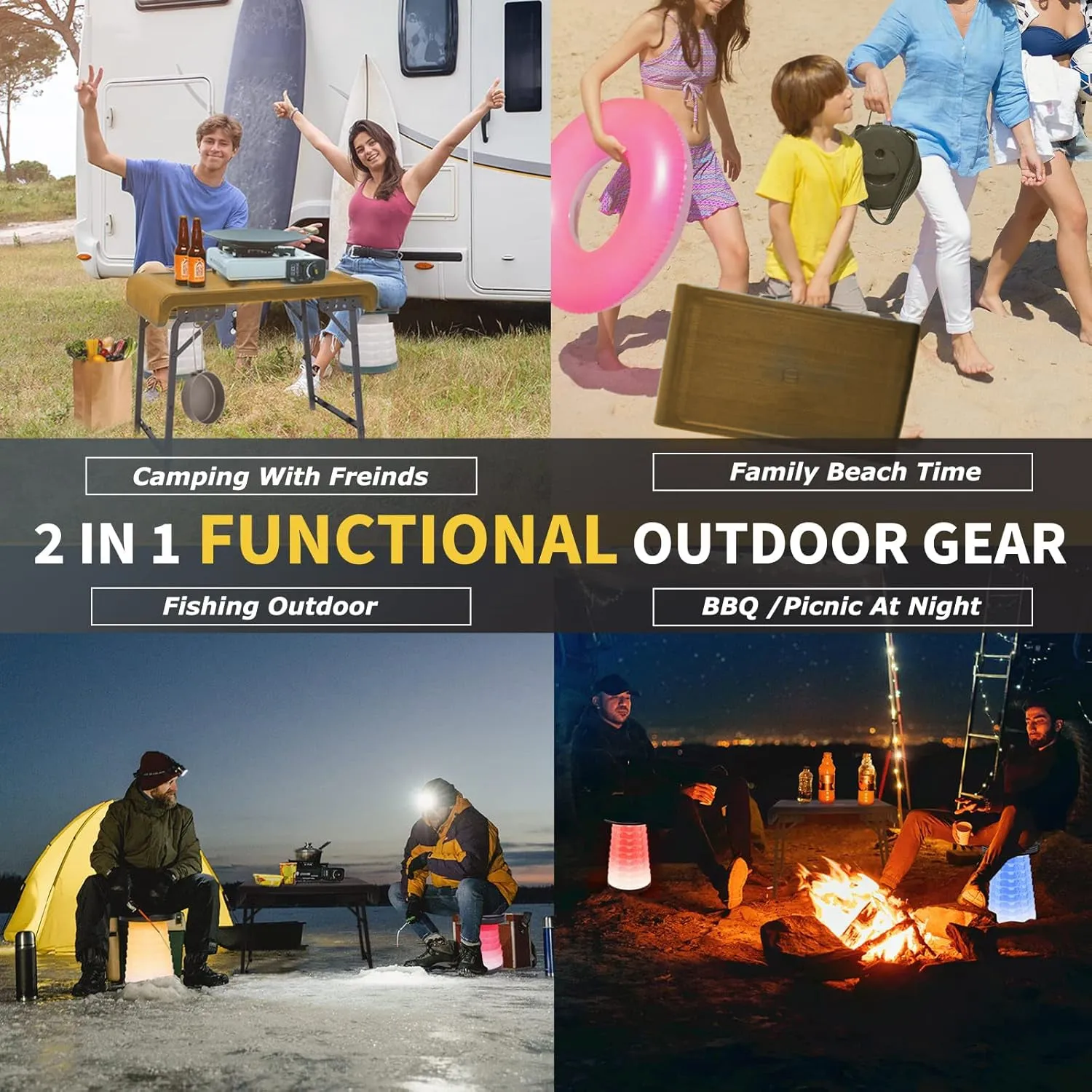 Outdoor Foldable Table and 2 Stools Set
