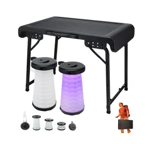 Outdoor Foldable Table and 2 Stools Set