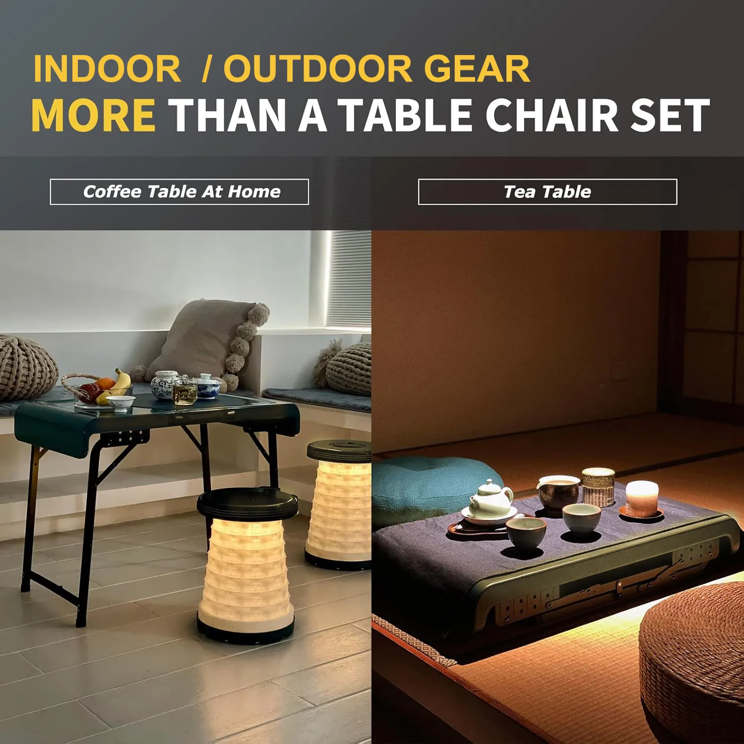 Outdoor Foldable Table and 2 Stools Set