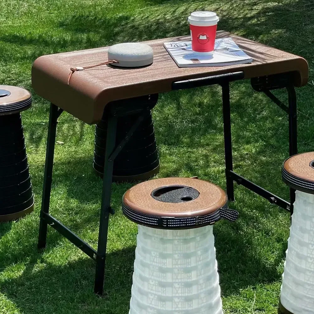 Outdoor Foldable Table and 2 Stools Set