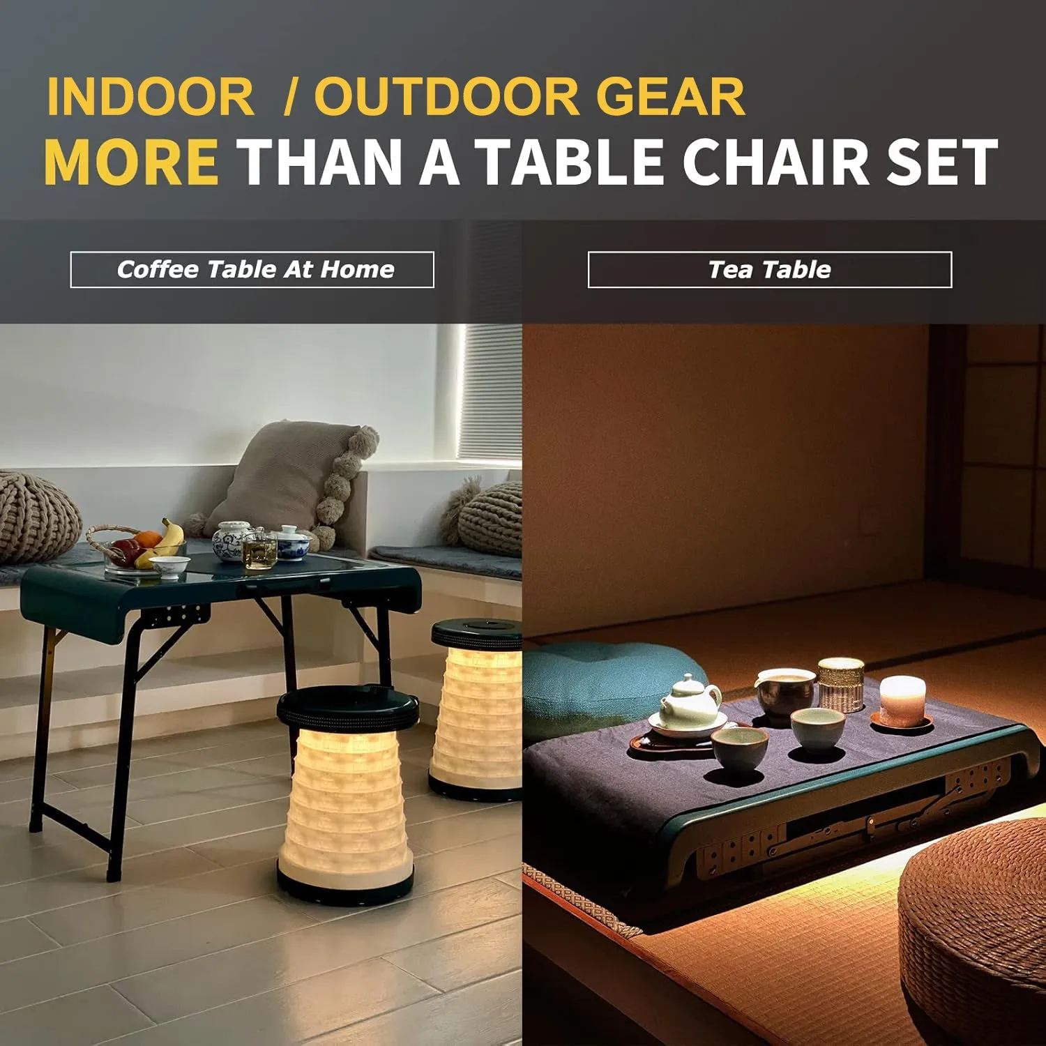 Outdoor Foldable Table and 2 Stools Set