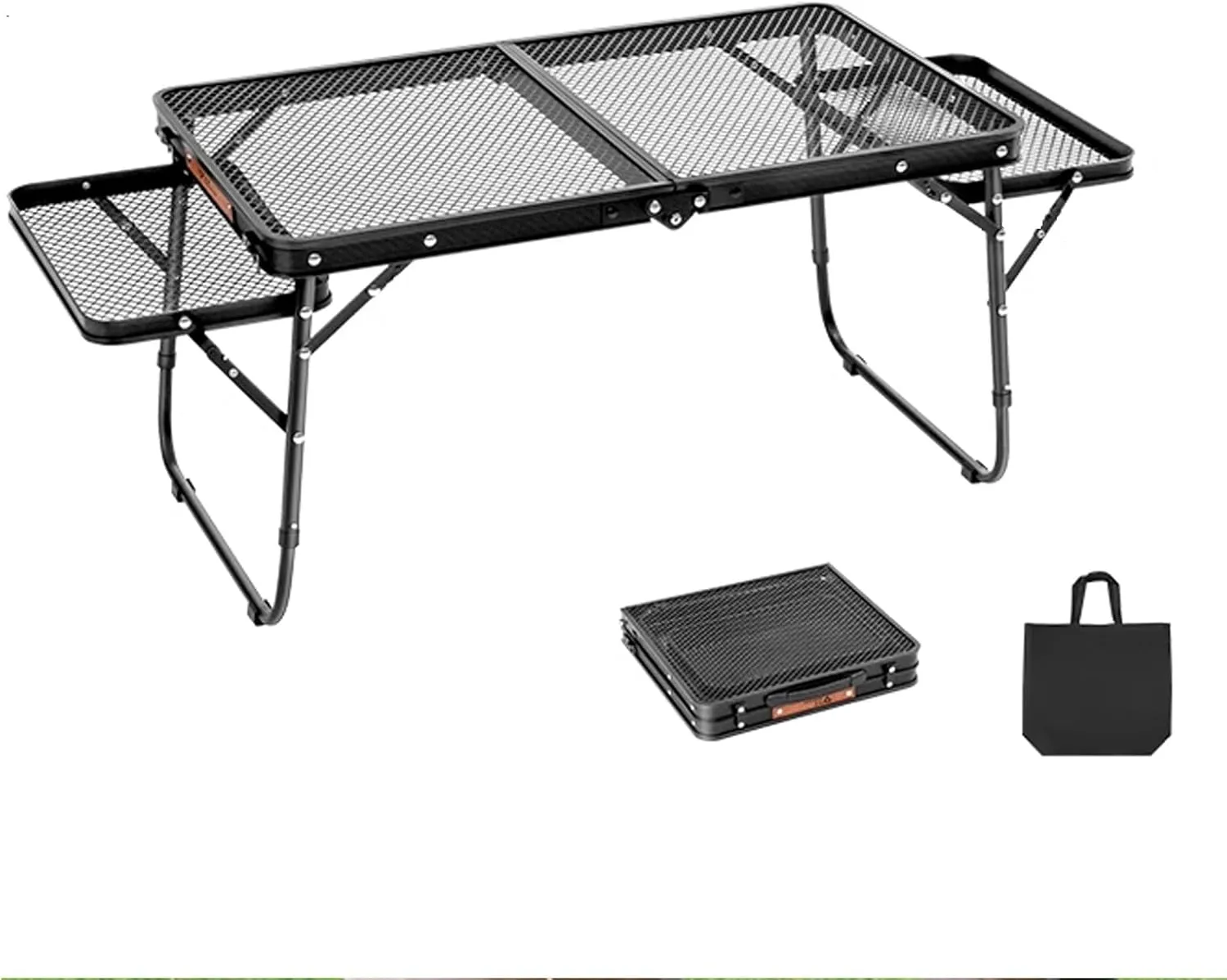 Outdoor Folding Table, Aluminum Alloy Portable Folding Grid Table, Camping Table with Extendable Desktop, for Picnic, Beach, Camping