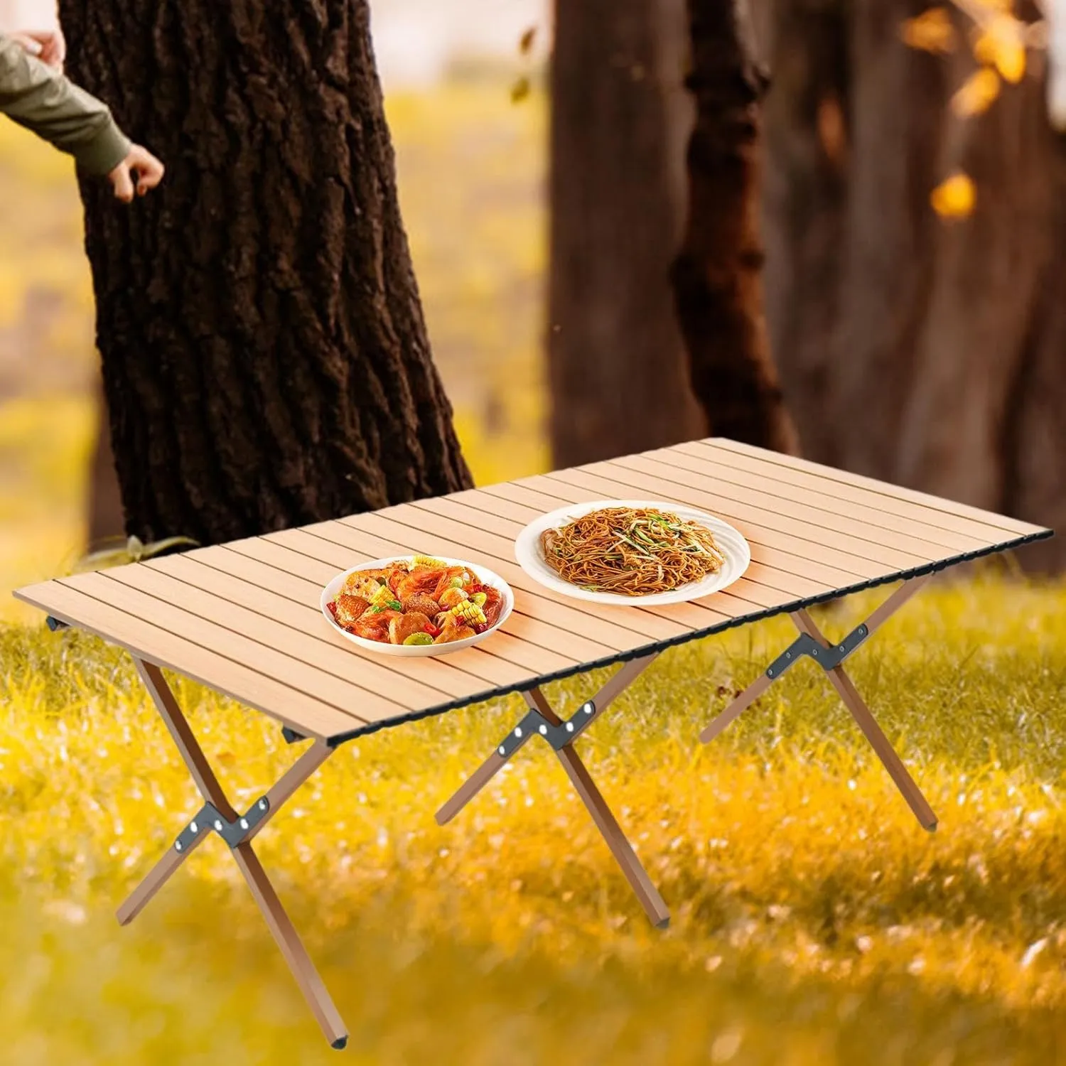 Outdoor Folding Table Desk Camp Table Ultralight Stable Roll up Camping Table with Carry Bag for Travel Balcony Garden Hiking