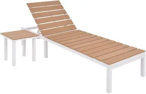 Outdoor Lounge Chairs,Pool Chairs,Sun Lounger with Table Aluminum WPC and BrownIdeal for Garden, Patio, Camping