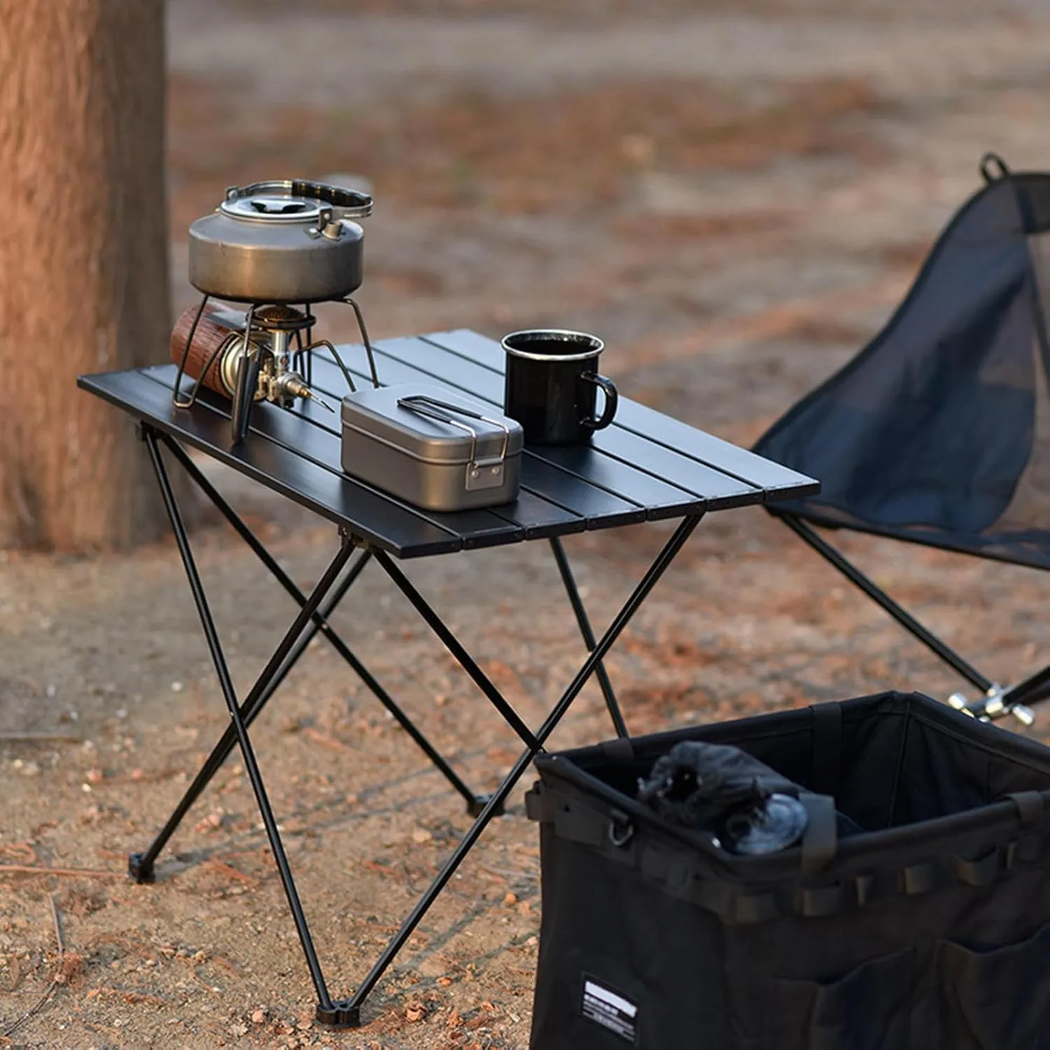 Outdoor Portable Camping Table Ultralight Aluminum Beach Table with Storage Bag Folding Camp Table for Camping Hiking Backpacking Outdoor Picnic Travel Equipment,B
