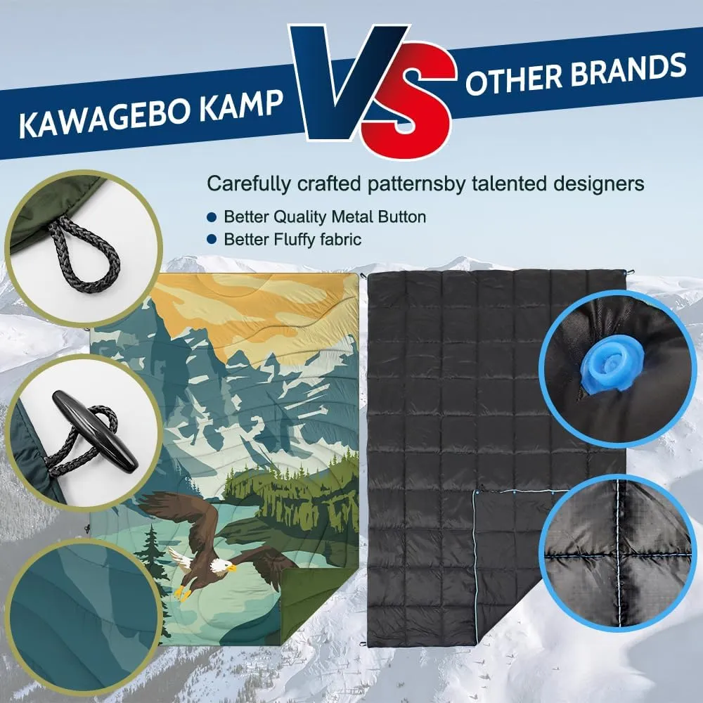 Outdoor Puffy Camping Blanket, Lightweight Windproof Warm Stadium Blanket, Packable Travel Camping Quilt for Cold Weather, Hiking, Backpacking, Sleeping, Hammock, Adventure 78"x 56"