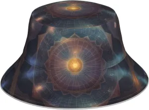 Outdoor Reflective Bucket Hat for Women and Men Protection Headwear for Travel Camping Cosmic Shining Planet Prints Black, Black, One Size