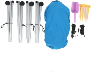 Outdoor Shade Beach Canopy, Weatherproof Beach Canopy with 4 Aluminum Poles for UPF50 Camping (Blue)