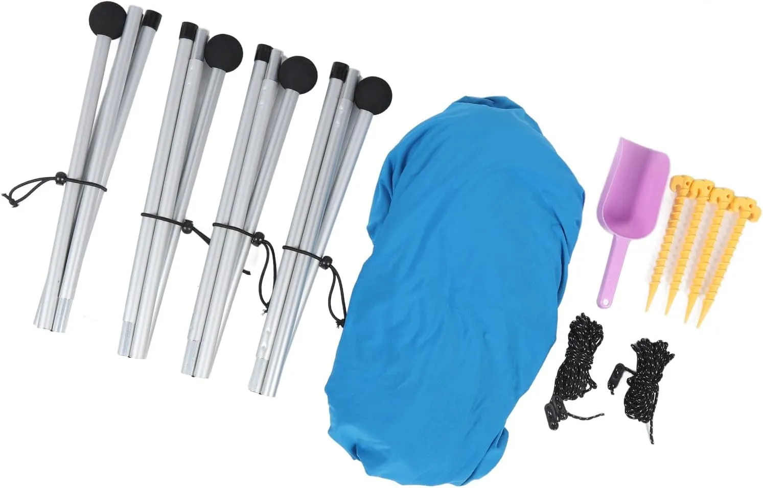 Outdoor Shade Beach Canopy, Weatherproof Beach Canopy with 4 Aluminum Poles for UPF50 Camping (Blue)