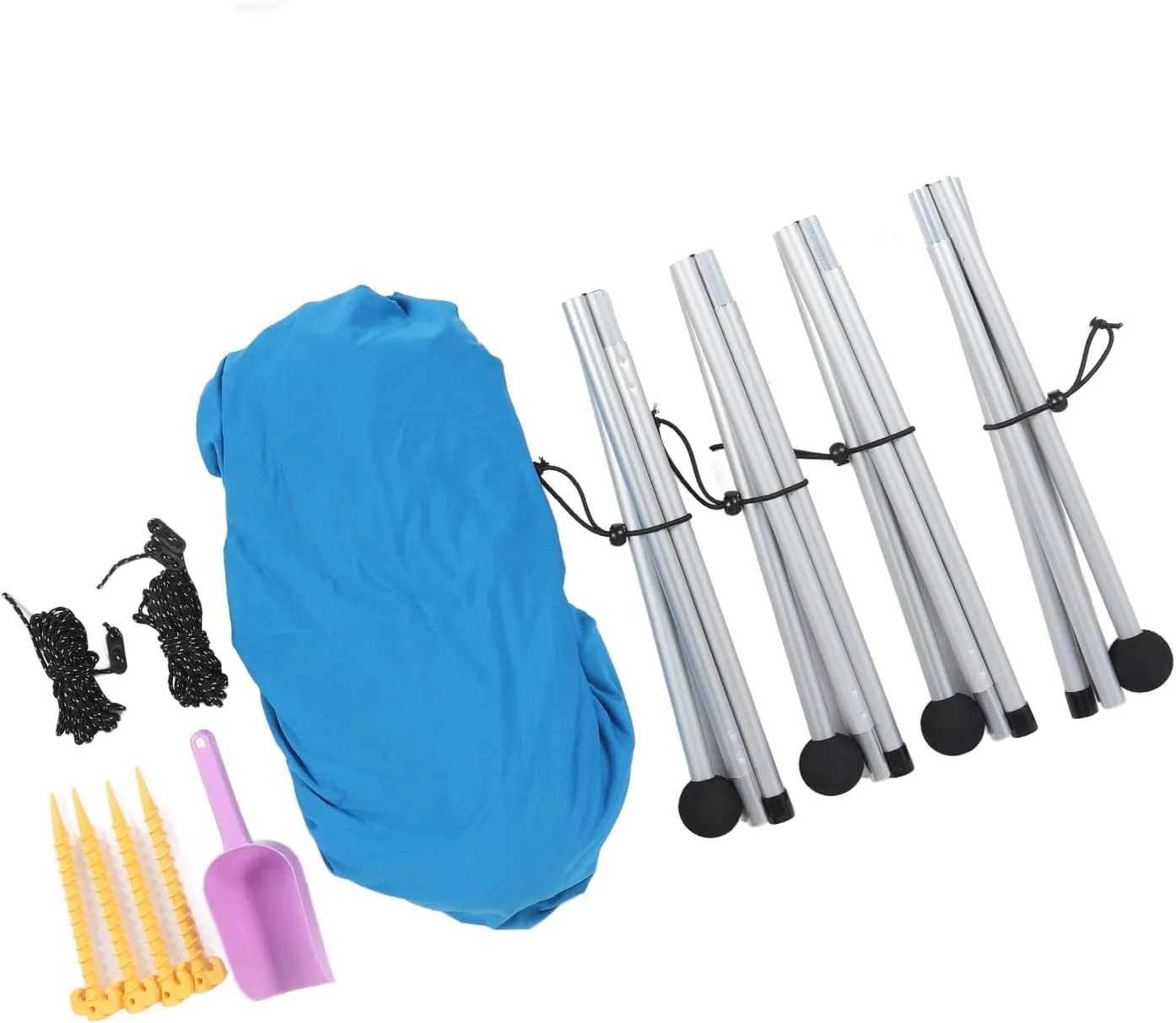 Outdoor Shade Beach Canopy, Weatherproof Beach Canopy with 4 Aluminum Poles for UPF50 Camping (Blue)