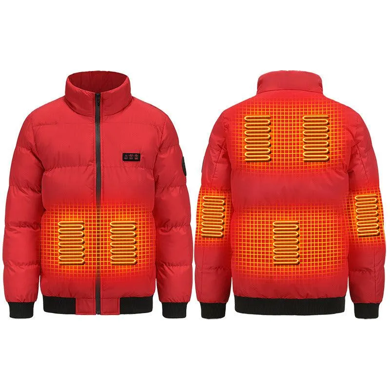 Outdoor Warm Heated Jacket Windproof Cotton Padded Clothes USB Heating Winter Keep Warm