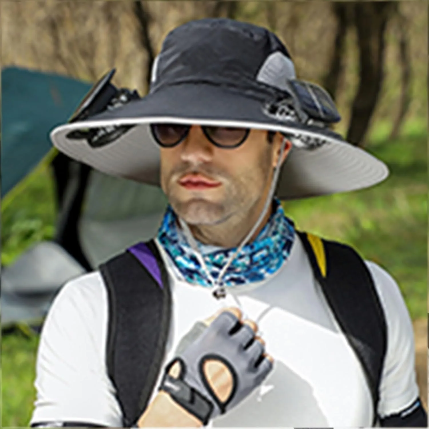 Outdoor Wide Brim Sun Hat with 2 Solar Fan, Colitt - Fishing Hat with Built in Fan Sun Bucket Hats for Men&Women