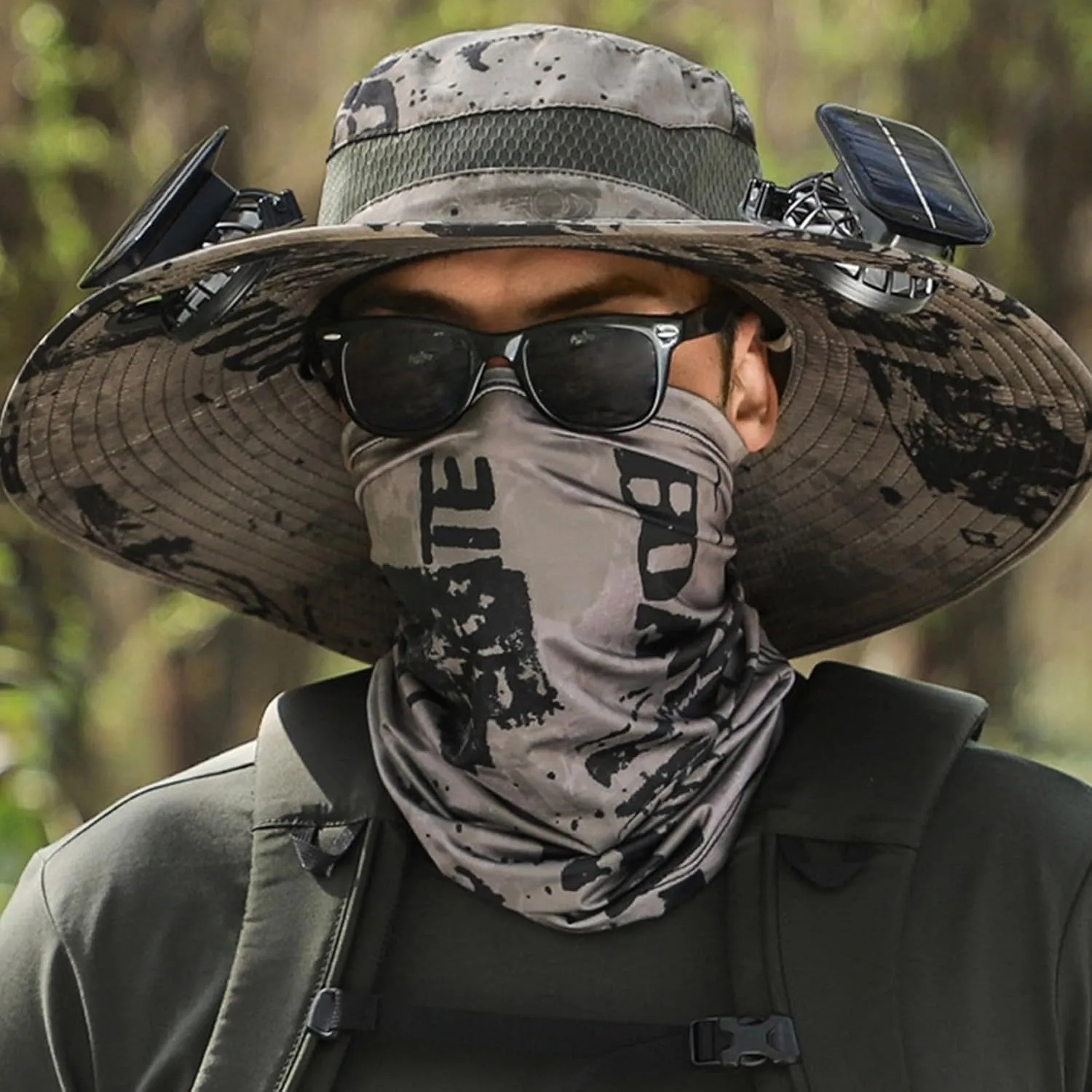 Outdoor Wide Brim Sun Hat with 2 Solar Fan, Colitt - Fishing Hat with Built in Fan Sun Bucket Hats for Men&Women
