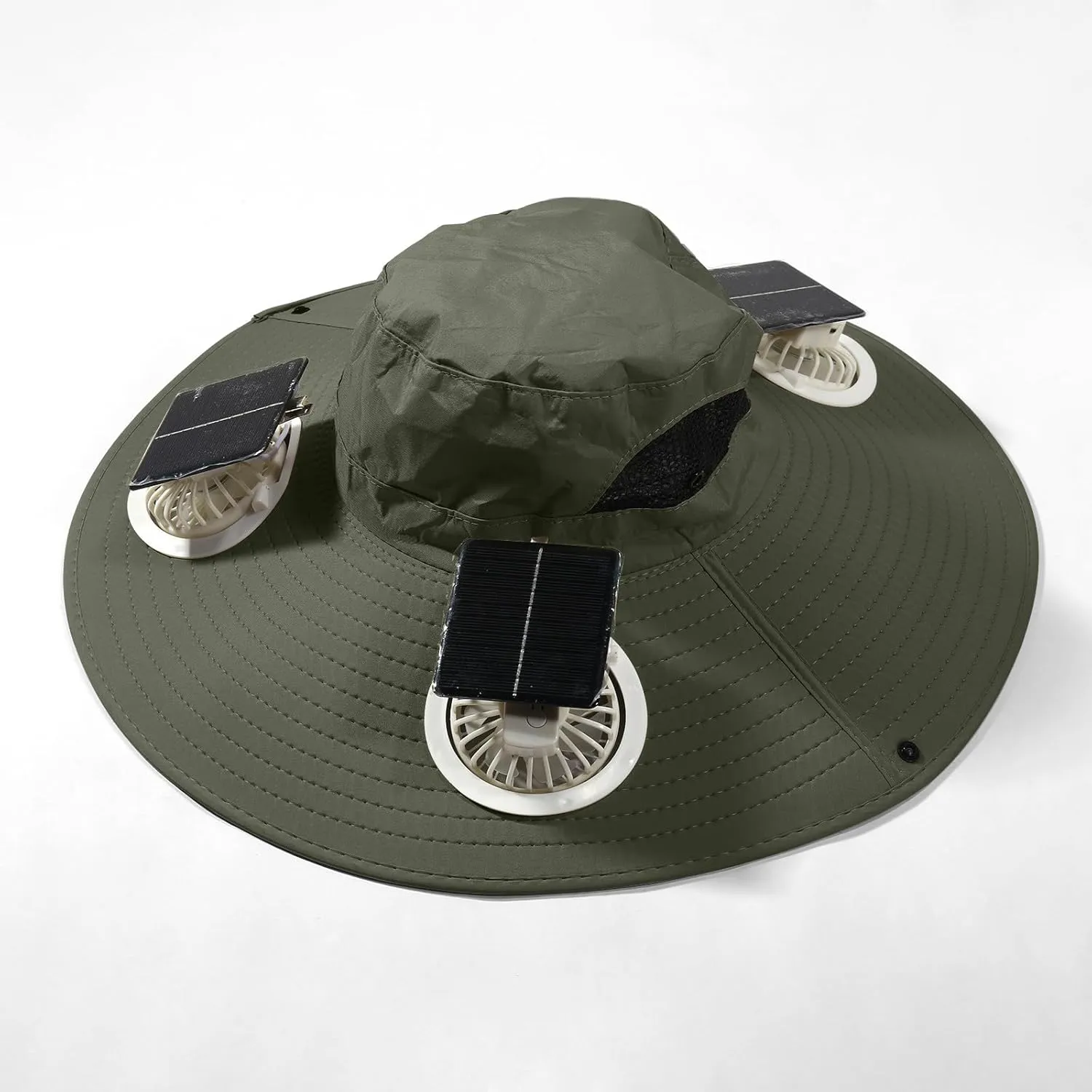Outdoor Wide Brim Sun Hat with 3 Solar Fan Sun Bucket Hat for Men Women Bucket Fishing & Beach Hat with Fan Built in