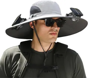Outdoor Wide Brim Sun Hat with Solar Fan, Solar Powered Fan Hat, Solar Fan Hat, Fishing Hats for Men Sun Protection