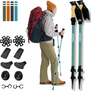 Outsura Carbon Fiber Trekking Poles for Hiking w/Cork Grip & Quick Lock - Hiking Sticks - Lightweight Walking Sticks with All Terrain Accessories - Pair of 2