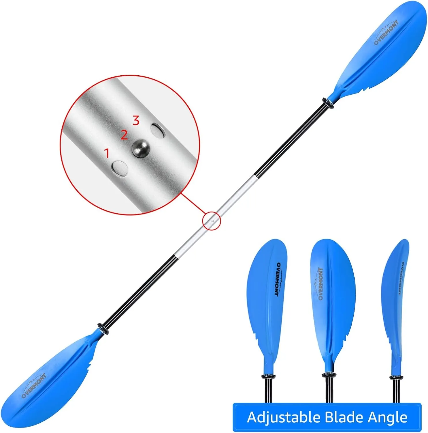 Overmont Kayak Paddles with Leash - Heavy Duty Aluminum Alloy Shaft Boating Oar for Kayaking Boating Canoeing 218cm/86in - 230cm/90.5in - 241cm/95in